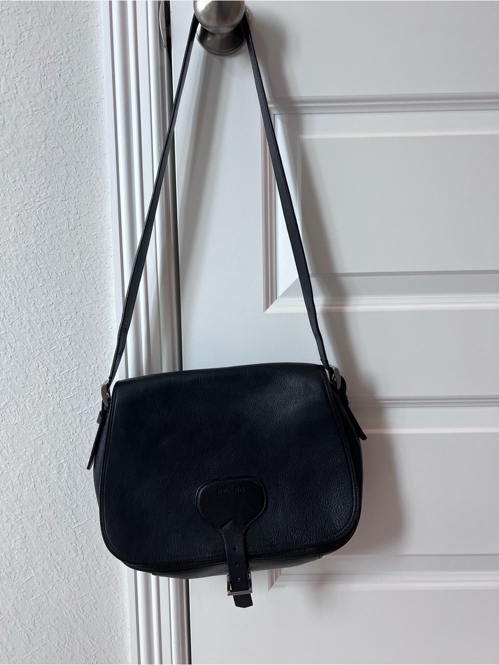 PRADA Leather Crossbody Saddle Bag. Leather and hardware immaculate!
